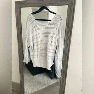 White house black market light grey sequin knit sweater